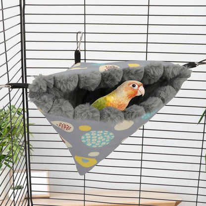 Wontee Bird Nest House Winter Warm Hanging Hammock Bird Bed Snuggle Hut for Parakeets Budgies Caique Conures Cockatiels (Large, Grey)