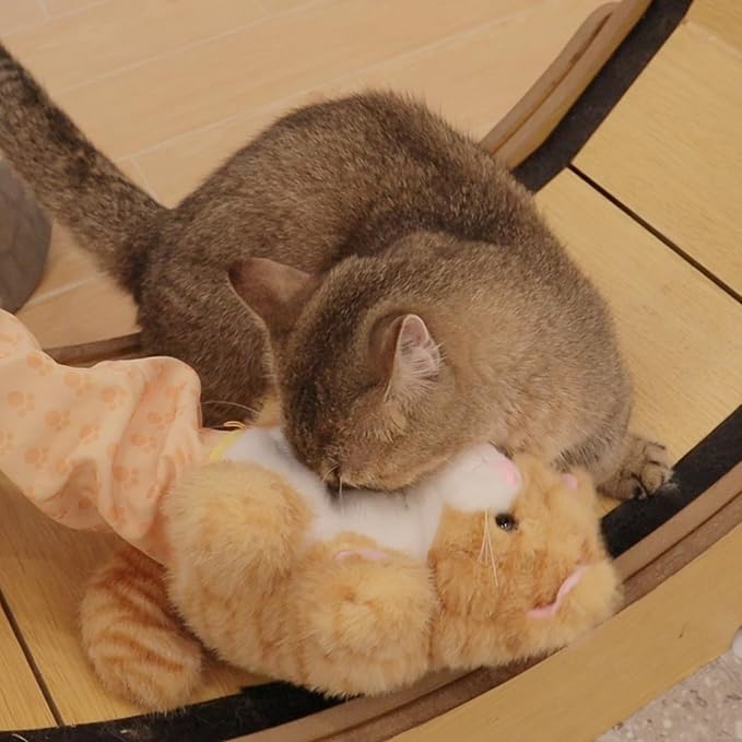 Realistic Cat Wrestling Glove Toy – Interactive Hand Toy with Lifelike Design, Soft Short Plush, Flexible Finger Control & Full Arm Protection – Quality Safe Cat Play & Snuggle Companion