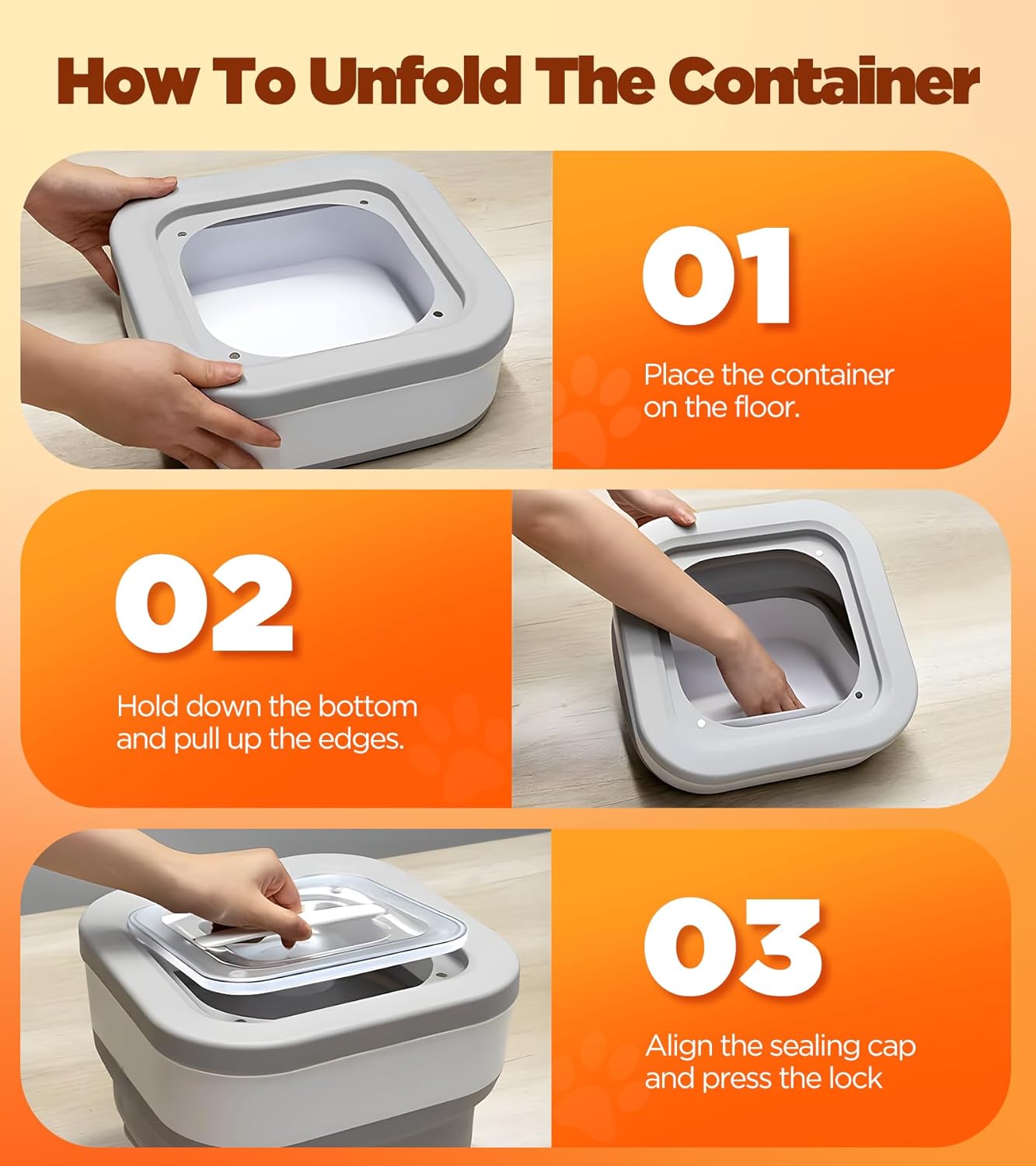 Collapsible Dog Food Storage Container, 10-14 Lbs Capacity Cat Pet Food Container with Magnetic Lid & Measuring Cup, Multi Purpose Storage Container For Dry Food, Cereal