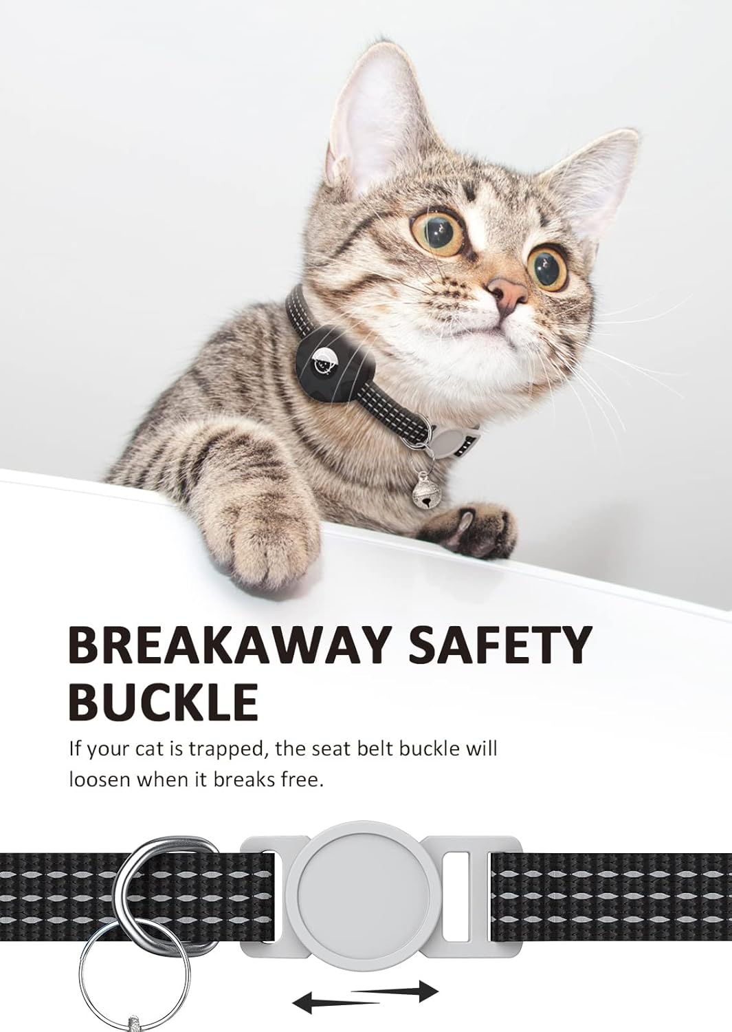 Apple AirTag Cat Collar, GPS Tracker Kitten Collar with Breakaway Feature and Bell, Lightweight for Cats and Kittens (Black)