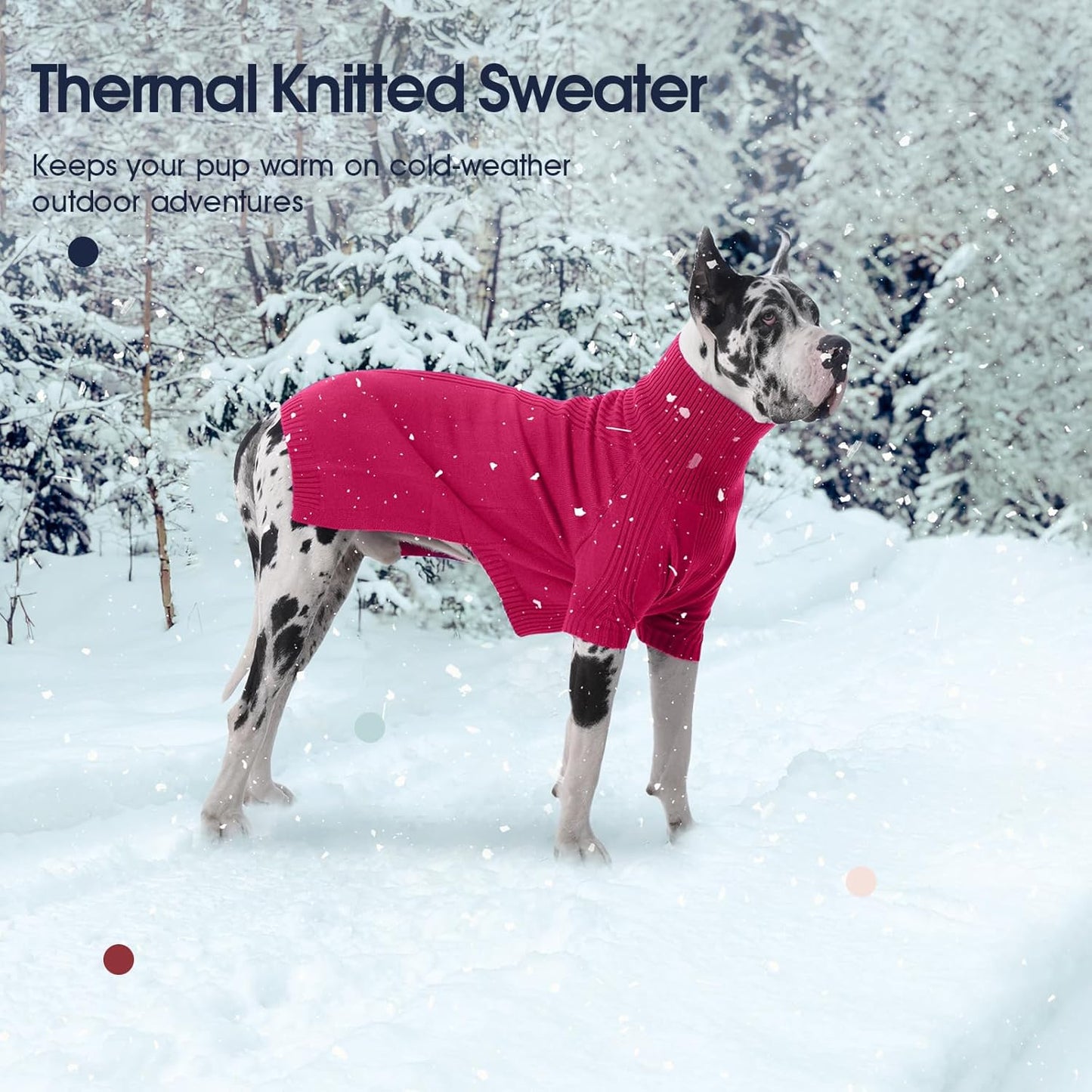 IECOii Extra Large Dog Sweater 4XL,Thermal Warm Dog Sweaters for Giant Breed Dogs,Turtleneck Knitted Knitwear for Pet Winter,Stretchy&Easy On Doggy Sweatshirt for Doberman,Great Dane(Rose red,XXXXL)