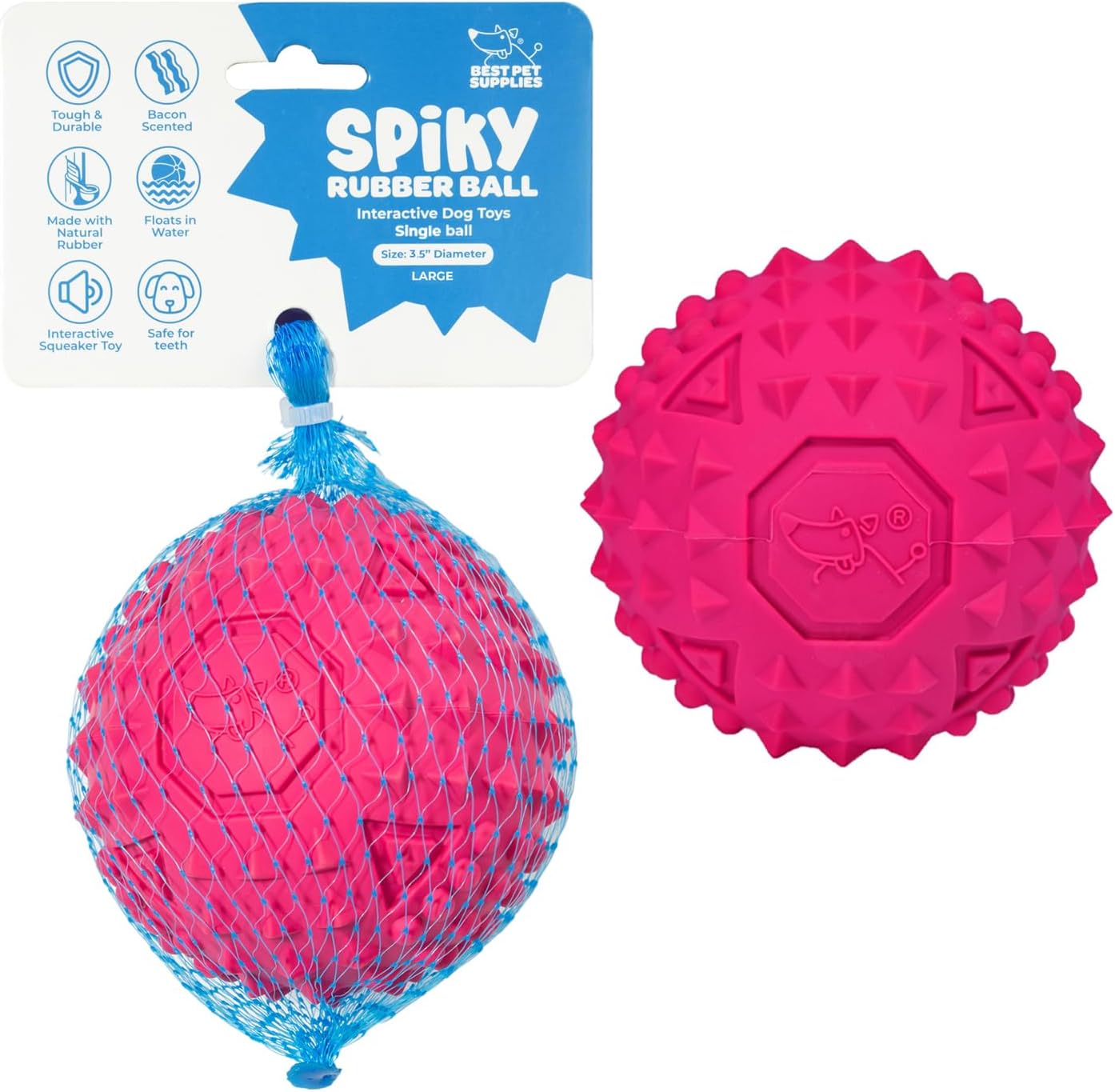 Best Pet Supplies Squeaky Dog Toys with Soft Durable Fabric for Small, Medium and Large Pets Interactive Toy for Indoor Play, Supports Active Biting and Play - Fuchsia (L:3.5")