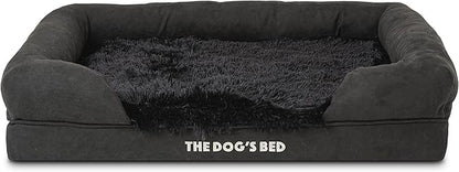 The Dog’s Bed, Medium Black Faux Fur, Memory Foam, Pain Relief: Arthritis, Hip & Elbow Dysplasia, Post Surgery, Lameness, Supportive, Calming, Washable Cover