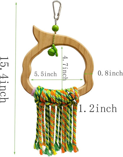 Bird Swing for Parrots – Extra Strong Natural Wood and Rope Hanging Toy for Medium-Sized and Small Birds,Cage Perch Accessory for Macaws,Cockatoos,Parakeets,African Greys,Conures