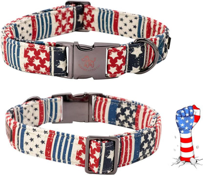 Elegant little tail Independence Day Dog Collar, Holiday Pet Collar Patriotic Dog Durable Dog Collars Girl or Boy Soft Pet Gift Adjustable Dog Collar for Small Medium Large Dogs