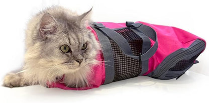 Cinf Cat Nail Clipping Cleaning Grooming Restraint Bag No Scratching Biting for Bathing Nail Trimming Injecting Examining(Rose Red,M)