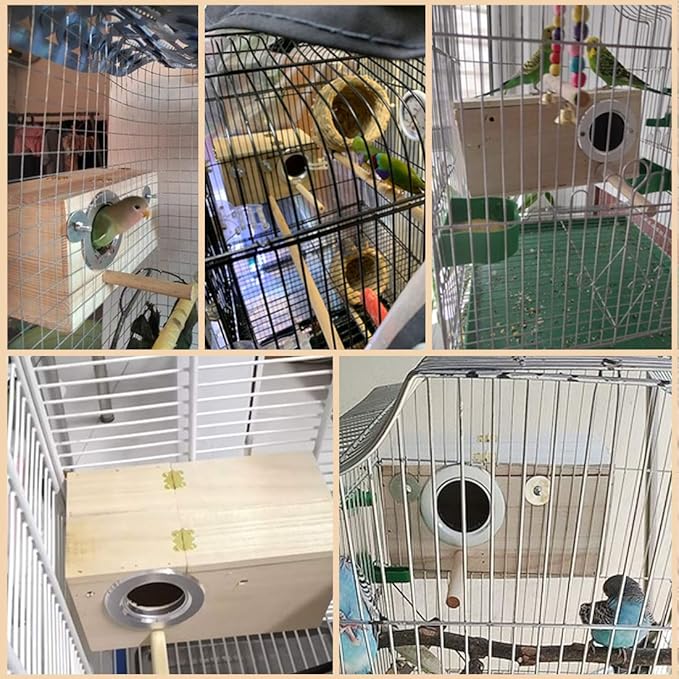 PINVNBY Parakeet Nesting Box Bird House Wood Breeding Box Parrots Mating Box for Lovebirds,Cockatoo,Budgie, Finch,Canary and Medium-Sized Birds(XL)