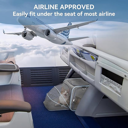 Petsfit Small Cat Carrier Soft Airline Approved Expandable Carrier for Kitten Puppy Bunny, 16"X10"X9“