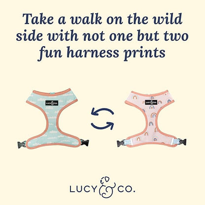 Lucy & Co. in The Clouds, Cute Reversible Dog Harness Walking Halter - Best Designer Pet Harnesses for Medium Dogs - Padded Adjustable Vest for Easy Walking (X-Large)