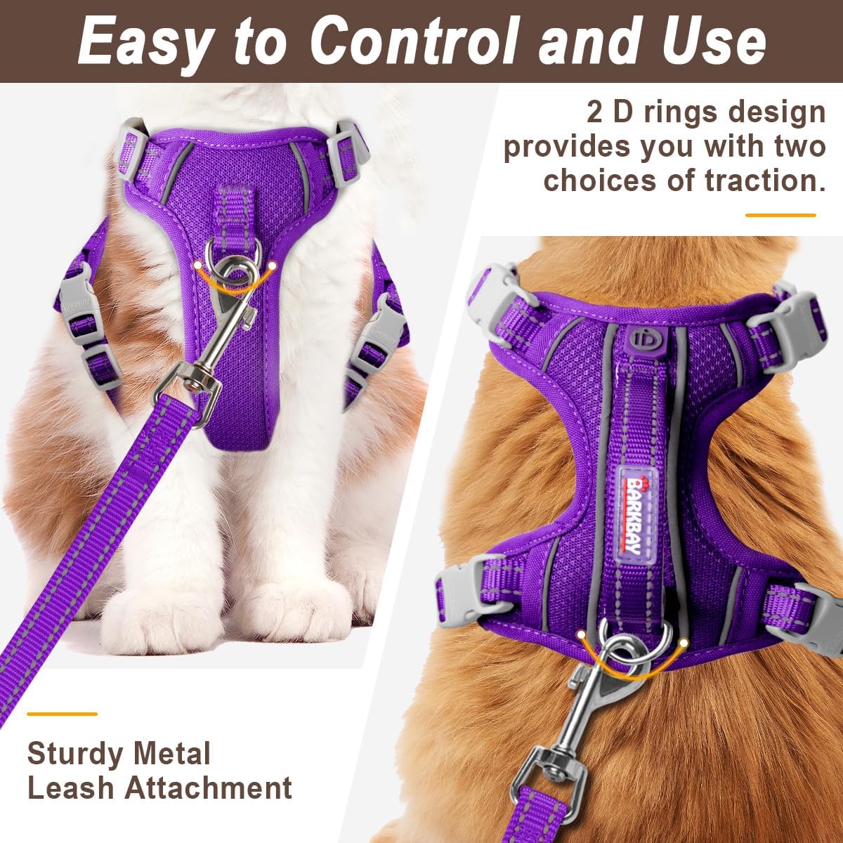 Cat Harness and Leash Set for Walking Escape Proof for Small Large cat Kitten Harness with ID tag Pocket (Purple,XXS)