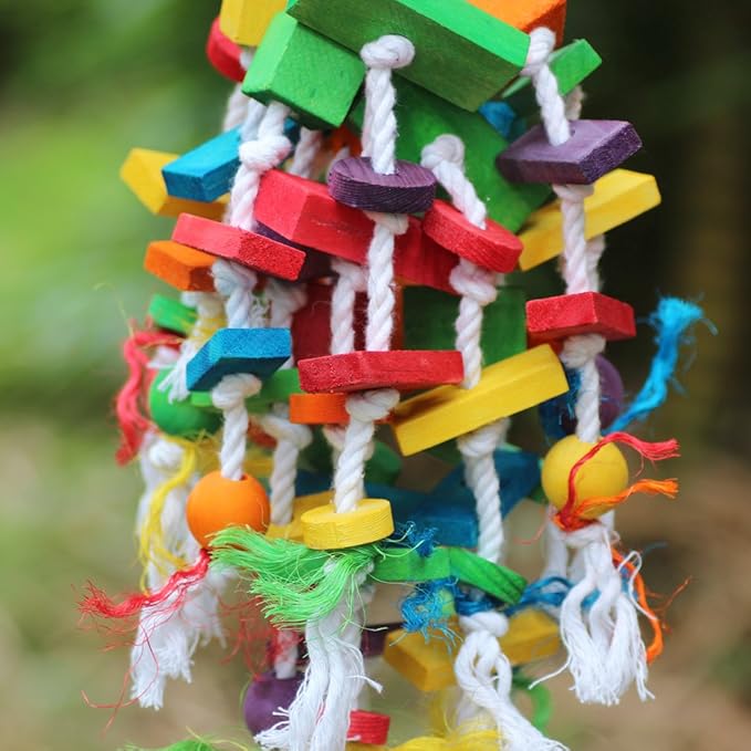 Bird Chewing Toy Large Medium Parrot Cage Bite Toys African Grey Macaws Cockatoos Eclectus Amazon (Waterfall-Big)
