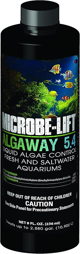 MICROBE-LIFT ALGAA08 ALGAWAY 5.4 Algae Control for Fresh and Salt Water Home Aquariums, 8 Ounces