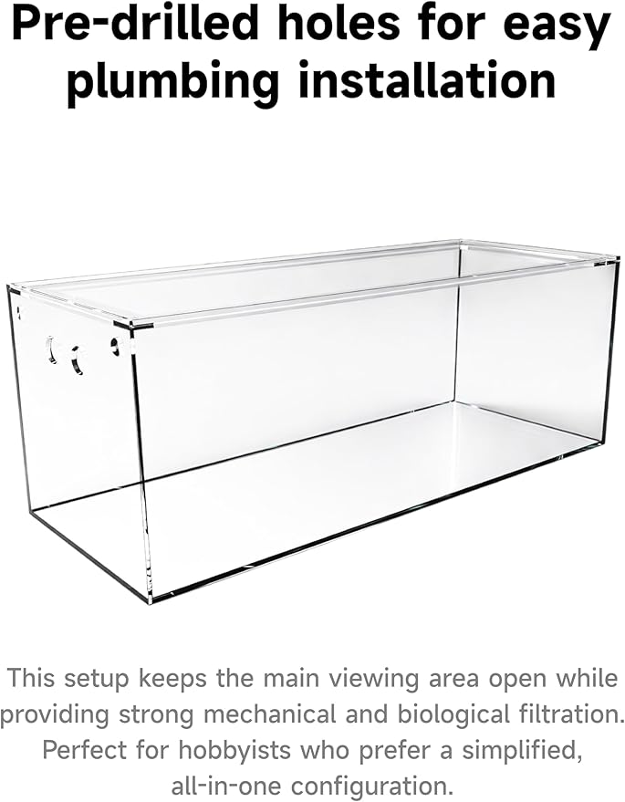 150-GO-P Gallon Starfire Aquariums with Center Overflow 60x24x24 H 12mm Shadow Overflow Peninsula