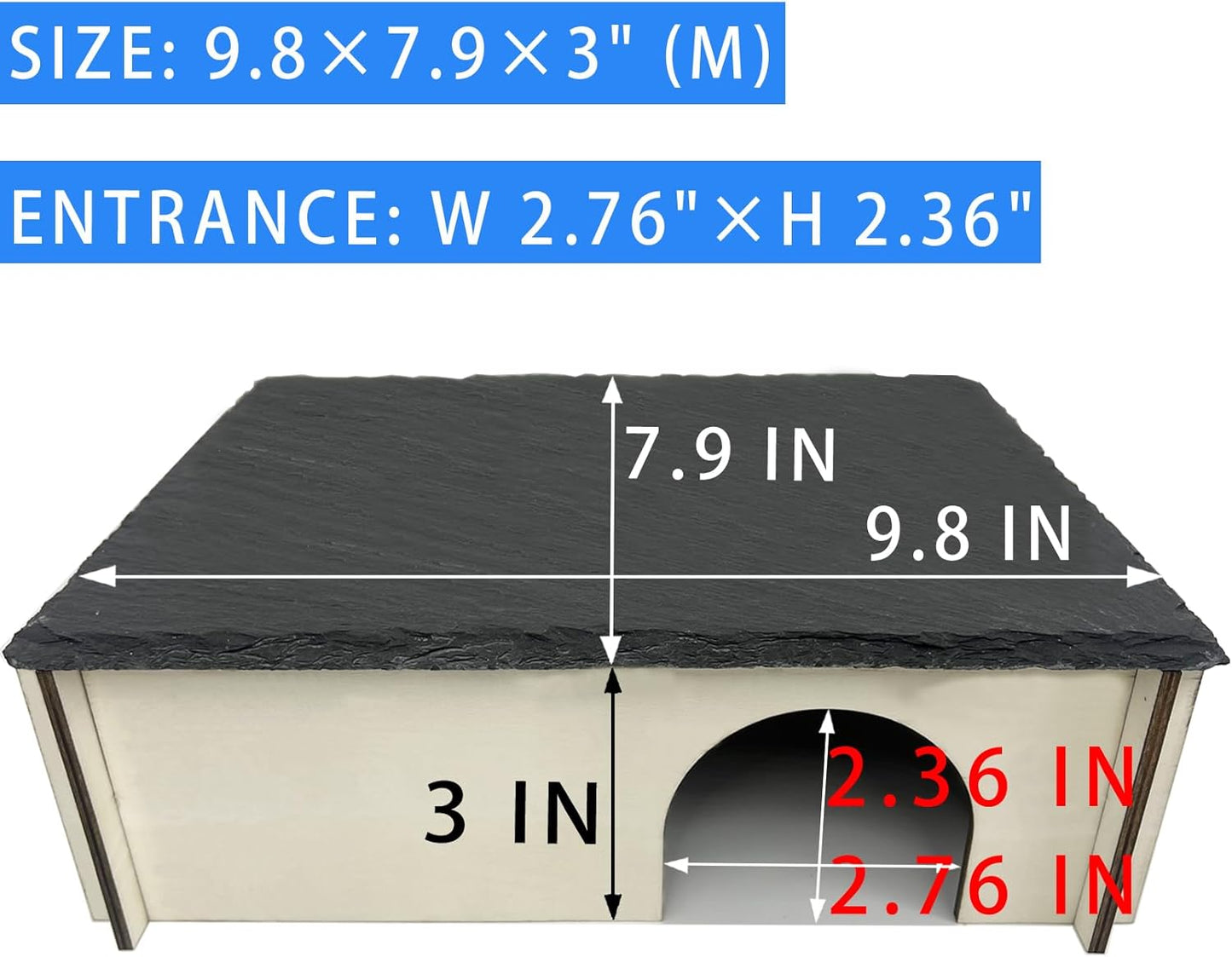 Large Snake Hide with Slate Reptile Hide Box Ball Python Hide 9.8×7.9×3" (M) Reptile Hides Snake Hides for Ball Pythons 100% Natural Stone & Wood Reinforced Packaging