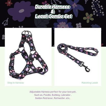 QQPETS Dog Harness Leash Set Adjustable Heavy Duty No Pull Halter Harnesses for Small Medium Large Breed Dogs Back Clip Anti-Twist Perfect for Walking