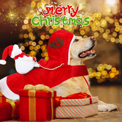 BWOGUE Santa Dog Costume Christmas Pet Clothes Santa Claus Riding Pet Cosplay Costumes Party Dressing up Dogs Cats Outfit for Small Medium Large Dogs Cats