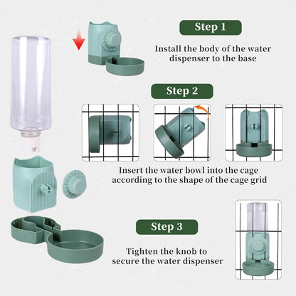 17oz Rabbit Water Bottle for Cage, No Drip Guinea Pig Water Bottle, Hanging Automatic Water Dispenser for Bunny Hamster Puppies Small Animals(Cage Grid Spacing Over 1'')