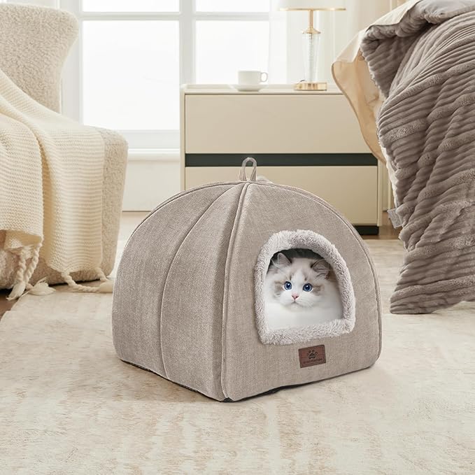 WINDRACING Cat Bed for Indoor Cats - Cat Cave Cat House Cats Tent with Removable Washable Cushioned Pillow, Soft and Self Kitten beds