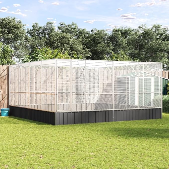 Galvanized Steel Large Flight King Bird Cage, Steel Outdoor Aviary, Outdoor Indoor Large Bird Cage Aviary Pet House for Cockatiels African Parakeets, 164.6"x163"x83.5",-304