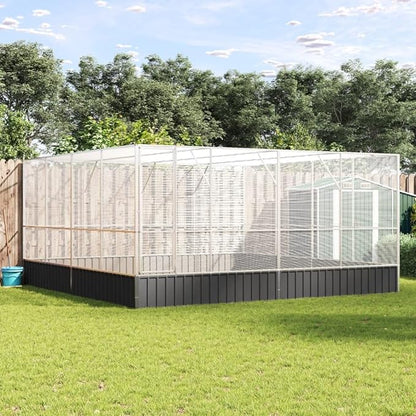 Galvanized Steel Large Flight King Bird Cage, Steel Outdoor Aviary, Outdoor Indoor Large Bird Cage Aviary Pet House for Cockatiels African Parakeets, 164.6"x163"x83.5",-304