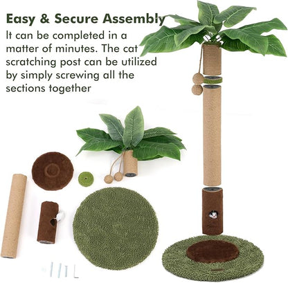 35" Tall Cat Scratching Post, Cat Scratcher for Indoor Cats, Sisal Rope Scratch Post with Hanging Ball and Cat Toys for Kitten Adult Cats