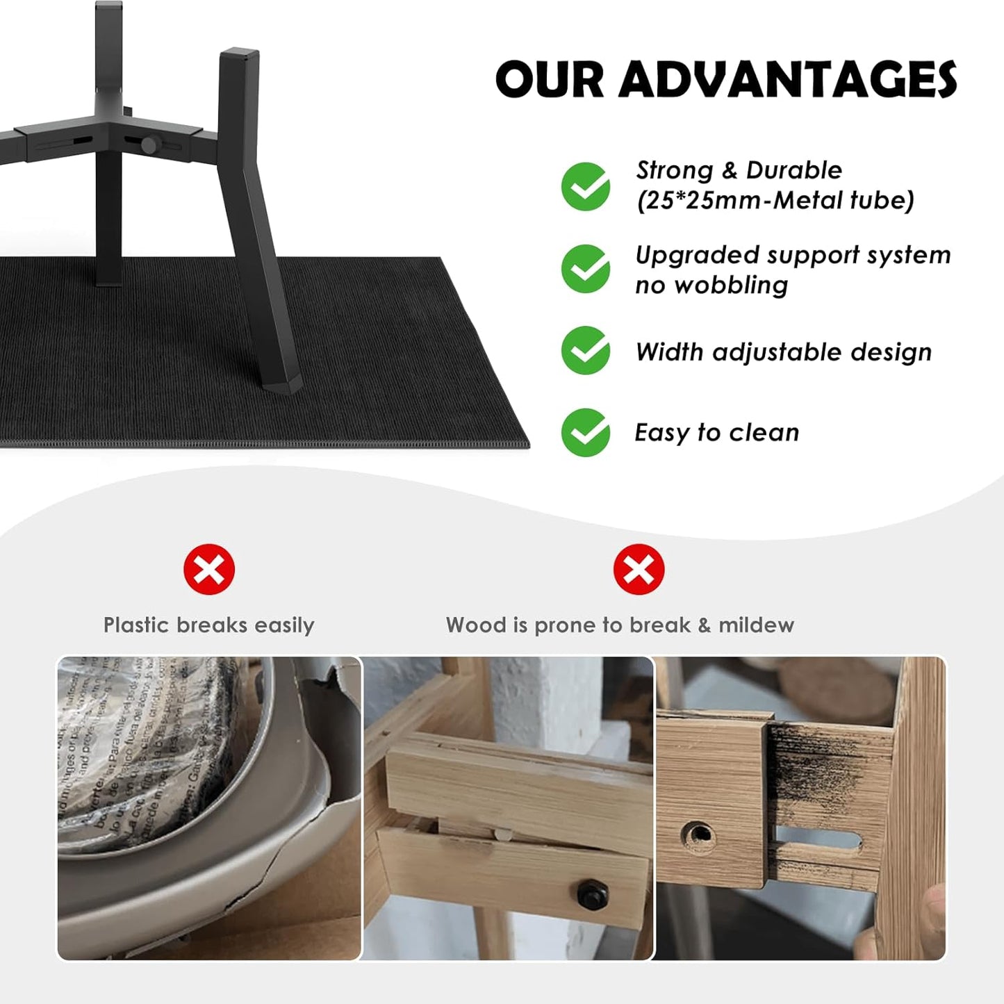 Dog Bowl Stand for Medium Large Dogs with Mat, Adjustable Width 7-10.6" Wide for Elevated Dog Bowls, Raised Food Water Bowls, 11 inch Tall Single Holder, Bowl Not Included