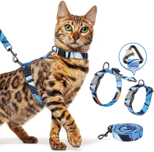 Halypet Cat Harness and Leash Set, Escape Proof [3 in 1 Adjustable & Lightweight] Cat Harness, Safe Kitten Harness for Large Cats Comfortable Soft, Easy to Wear, Walking Outdoor Travel, Medium