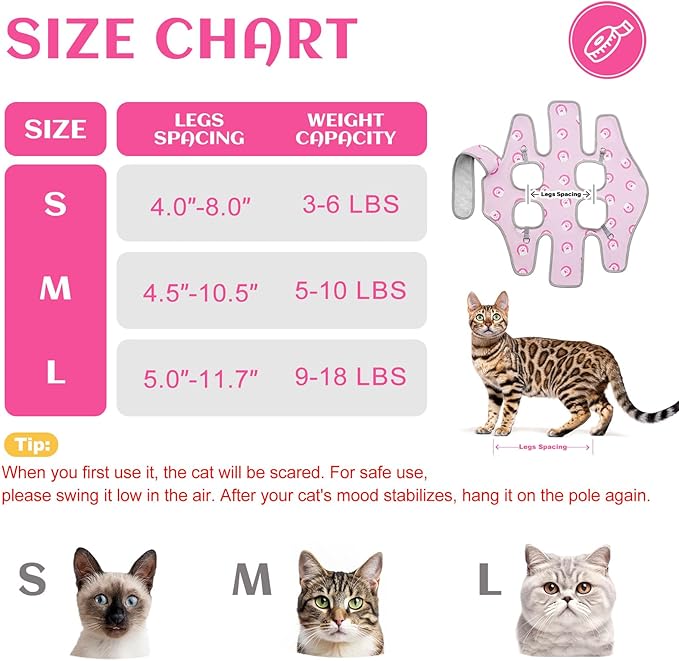 Supet Cat Grooming Hammock, Soft Fabric Nail Clipper Hammock, Self-Adhesive Wrap for Cutting Nails, Quickly Calm Down for Medicine, Teeth Brushing, Ear Cleaning