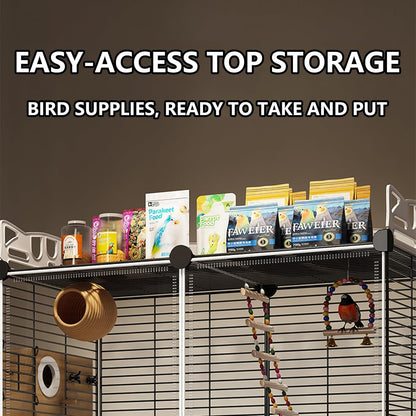 Large Parrot Cage with Acrylic Doors, 4 Casters, Perch & Feeder, Detachable Drawer, Ideal for Cockatiels, Budgies, Conures, Indoor/Outdoor Use – Spacious White Birdcage(White,36 * 36 * 106)