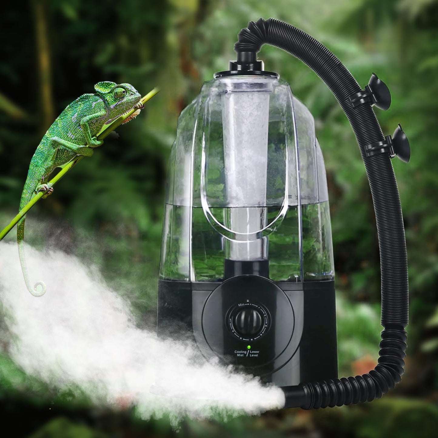 Coospider 3.8L Reptile Fogger Mister, Quiet Reptile Humidifier for Reptiles Tank, Terrarium Humidifiers with Extended Tube, Automatic Reptile Misting System for Reptiles Amphibians Herps Vivarium