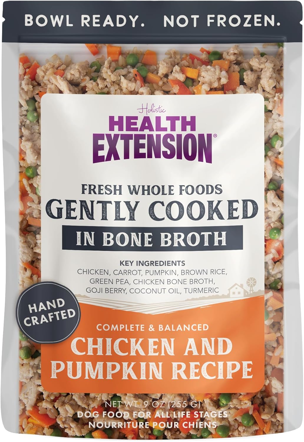 Health Extension Gently Cooked Chicken & Pumpkin Dog Food, Human-Grade & Shelf-Stable with Superfoods, Supports Digestion, Immunity, Skin & Coat, 9 oz Pouch (Pack of 1)