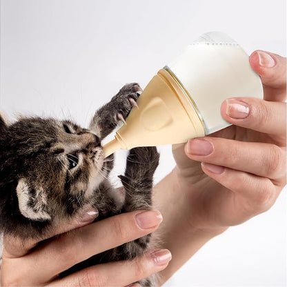 RockTech Ergonomic Kitten Bottle Feeding kit, Puppy Bottles for Nursing Puppy Milk -40ml Anti-Choking Slow Flow Nursing Bottle for Newborn Kittens/Puppies/Small Animals,Silicone Feeder(Yellow)