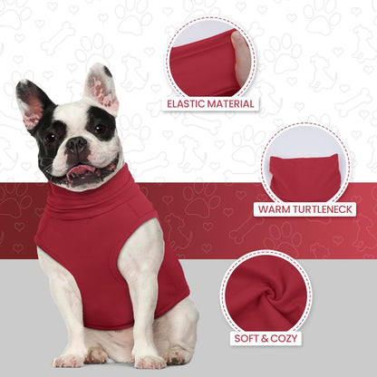 ROZKITCH Dog Sweaters Soft Fleece Pullover Sweatshirt Pajamas, Turtleneck Warm Pet Cold Weather Jacket Stretchy Vest Jumpsuit Apparel Outfit Clothes for Small Medium Large Dogs Walking Sleep Red 4XL