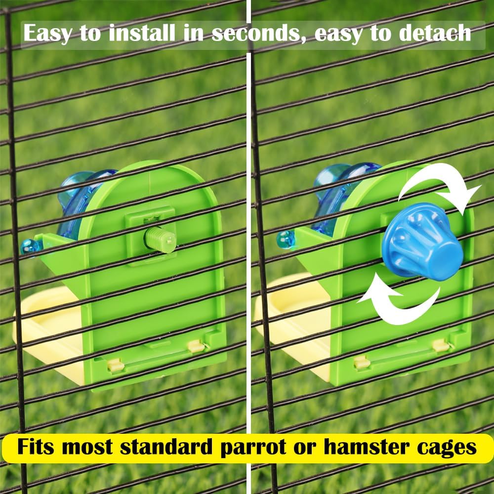 Small Pet Intelligence Growth Rotating Foraging Toy with Mirror for Birds,Budgies,Parakeets, Rats & Hamsters Chew-Proof Cage Feeder Slow Release & Self-Discovery Fun(1pc Random Color)