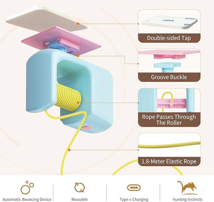 Interactive Automatic Cat Toy for Indoor Cats - Automatic Electric Door Hanging Cat Toy - Automatic Play Chase Exercise Feather Toys for Bored Indoor Adult & Kitten Cats