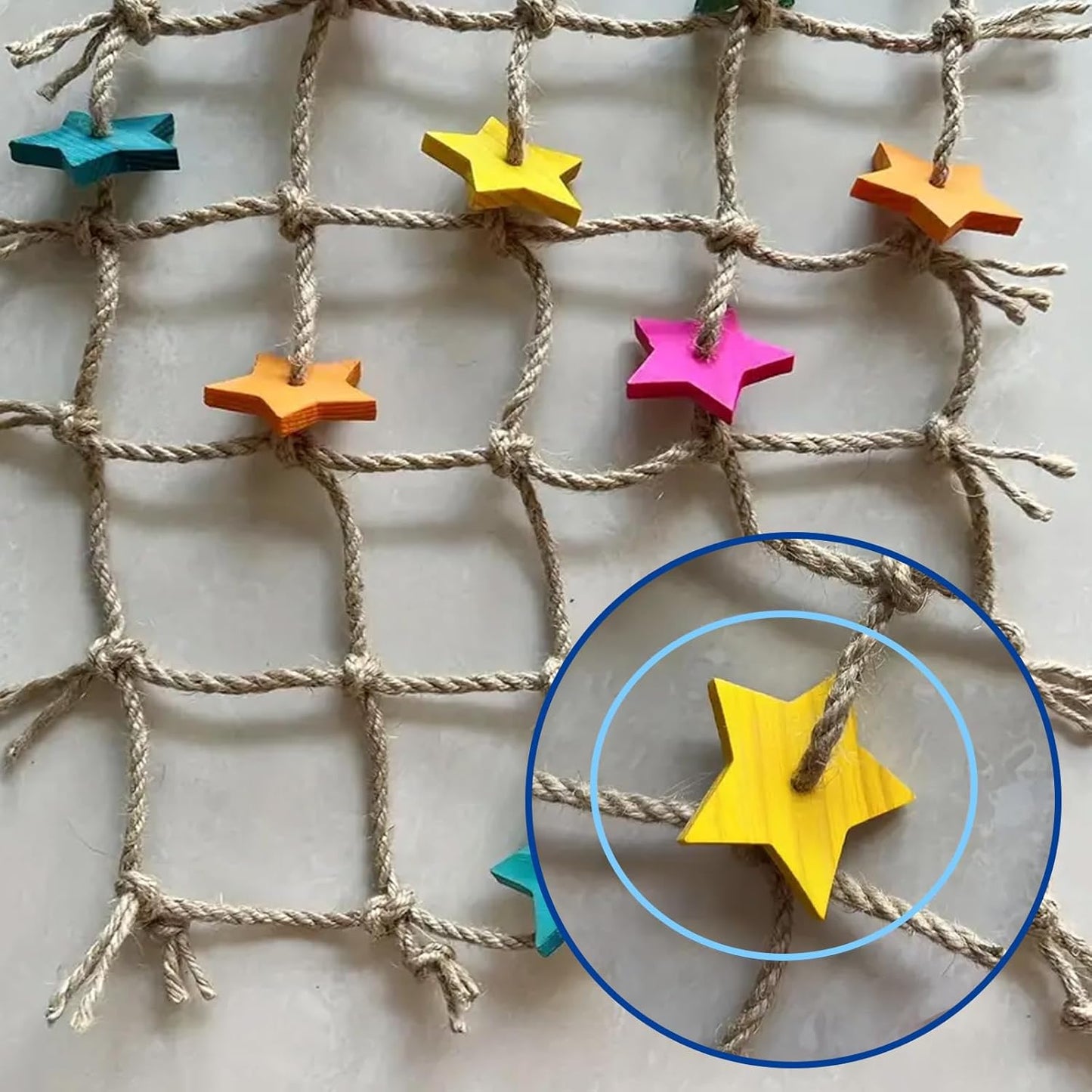 Bird Climbing Rope Net Climbing Rope Ladder,Size - 18''X20'' Parakeet Cage Hanging Toys for Rats Parakeet Cockatiel Cockatoo Conure African Grey Budgie