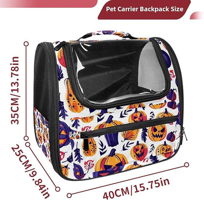 Pumpkin Helloween 16 Cat Backpack Carrier, Breathable Cat Carrier Large Space Bubble Pet Backpack for Kitty Small Dog