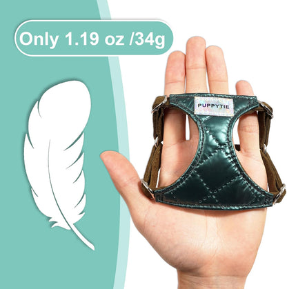 Puppytie No Pull xs Dog Harness with Multifunction Dog Leash,Soft Adjustable No Choke Escape Proof Pet Harness Vest,Glossy Dark Green,XS