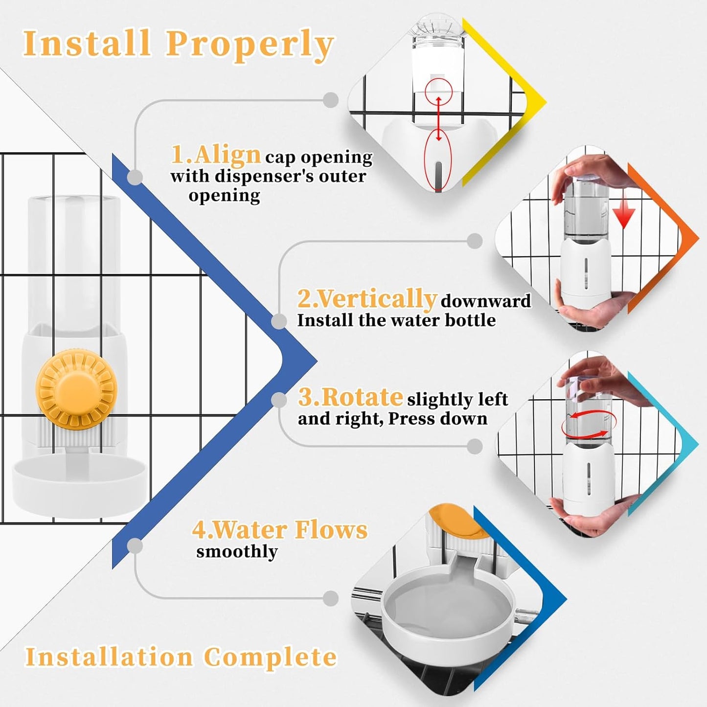Hanging Rabbit Water Dispenser for Cage,17oz No Drip Guinea Pig Water Bottle for Ferret Bunny Puppy Cat Chinchilla Samll Aminal Water Bowl