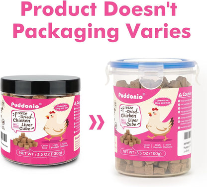 Freeze Dried Cats & Dogs Raw Treats, All Natural Single Ingredient Chicken Liver, High Protein Healthy Pet Training Treats or Food Topper, 3.5 oz