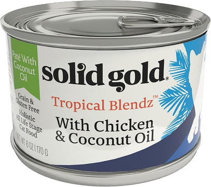 Solid Gold Tropical Blendz Wet Cat Food - Chicken Pate in Coconut Oil - Canned Cat Food, 16 Pack