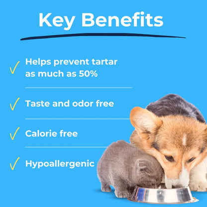 Tartar Shield DentaTabs | Dog & Cat Dental Mouthwash Water Additive Powder | Fights Tartar Plaque & Bad Breath Cleans Teeth & Gums | Natural Pet Oral Health Support | Hypoallergenic & Calorie-Free