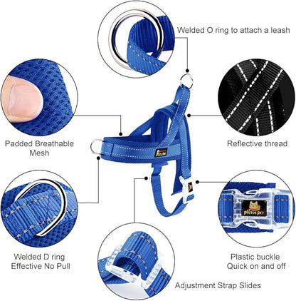 Plutus Pet No Pull Dog Harness with Breathable Mesh Padded, Adjustable Reflective Escape Proof Dog Harness, Quick Fit Dog Vest Harness for Small Medium Large Dogs(L, Navy Blue)