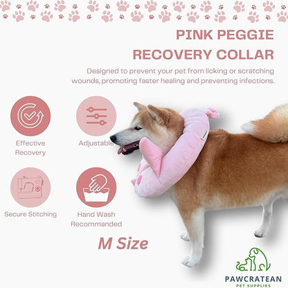 Adjustable Comfy Flower Style Elizabeth Collar for Cats Puppies Soft Recovery Cone Pet Protective Neck Collar (Pink Pig (Open Ring), Small)