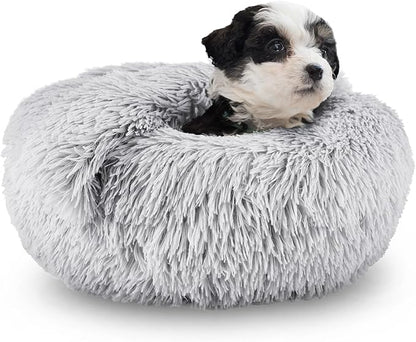ShinHye Round Plush Fluffy Hooded Cat Bed Cave, Cozy for Indoor Cats or Small Dogs, Waterproof Bottom, Washable