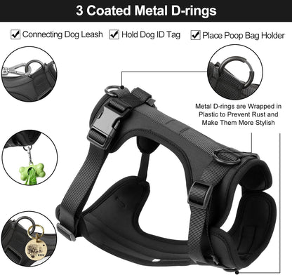 Wisedog No Pull Lightweight Dog Harness: Adjustable Breathable Mesh Pet Vest Harness with Soft & Comfortable Cushion, for Small Medium Large Dogs (Small, Black)