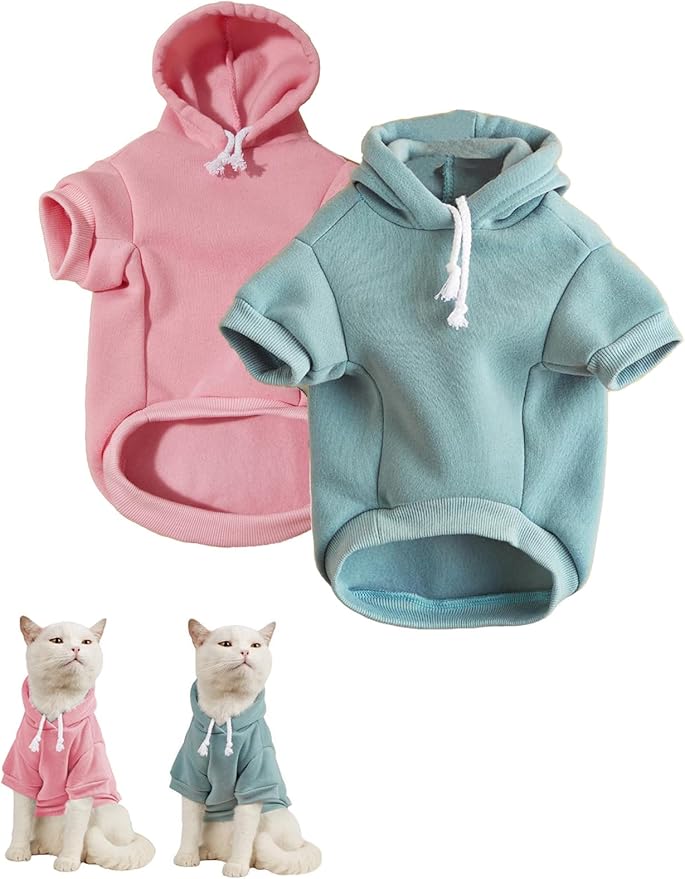 QWINEE Basic Dog Hoodie Sweatshirt Puppy Sweater Warm Cat Costumes Pet Clothes for Chihuahua Puppy Kitten Small Medium Dogs Pink and Green X-Large