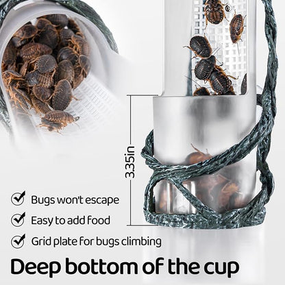 OIIBO Chameleon Feeding Bowl, Resin Vine Reptile Feeder with Grid Plate for Insect to Climb and Move, Reptile Hunting Bowl with Suction Cup for Chameleon, Lizard, Bearded Dragons, Iguana, Gecko, Frog