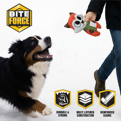 Bite Force -Durable & Strong Dog Toy Fox with Squeaker, Kevlar-Reinforced for Aggressive Chewers for Small Medium Large Dogs - Green.