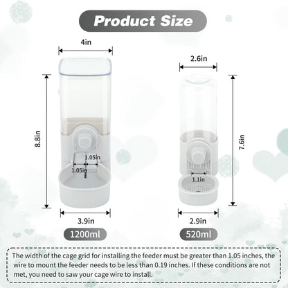 YUEPET Rabbit Food Water Dispenser, Large Capacity Bunny Feeder for Cages Automatic Rabbit Water Dispenser Suitable for Rabbits Ferrets Guinea Pigs Small Animals(Grey)